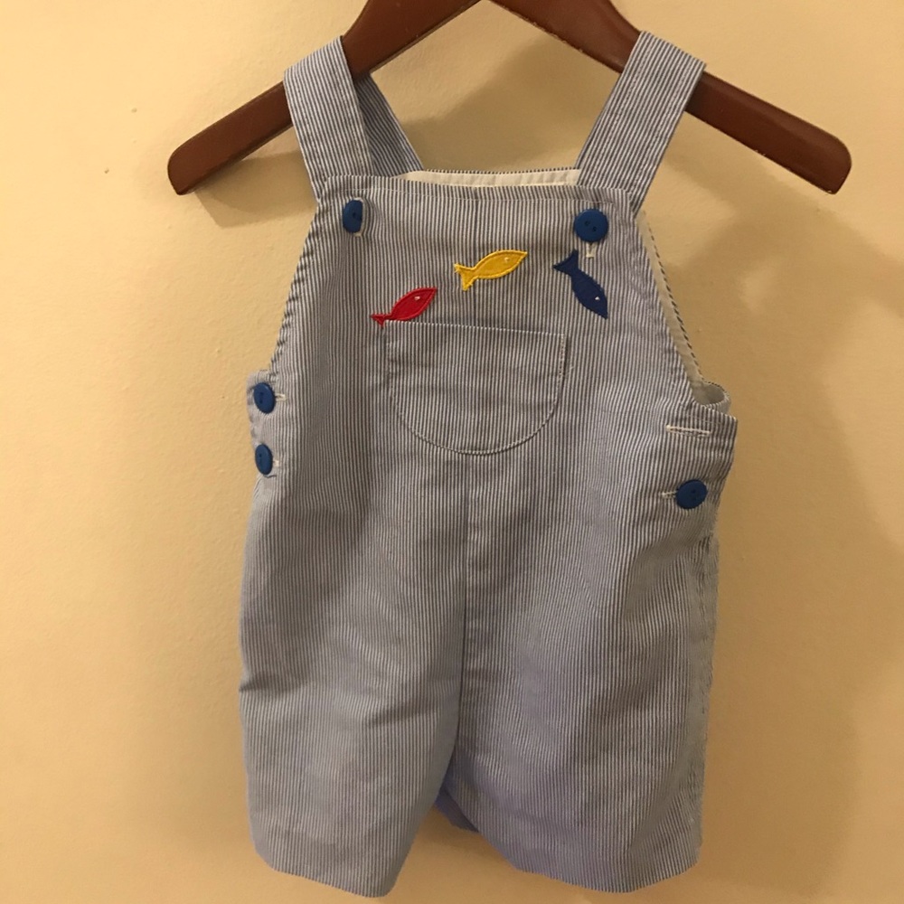 Florence Eiseman Embroidered Striped Shortalls